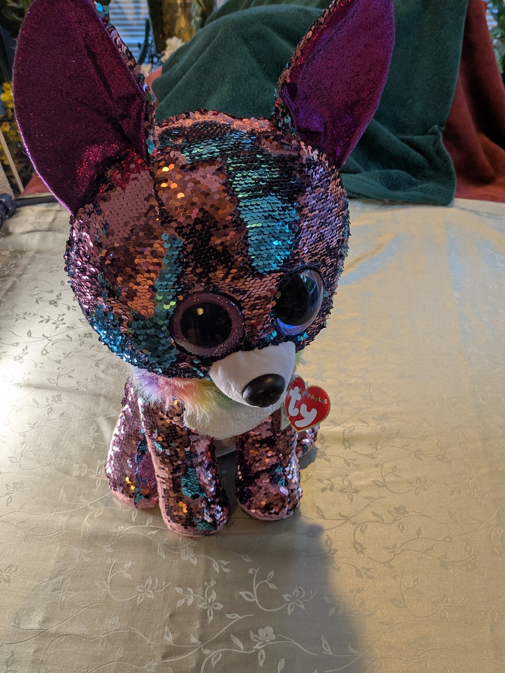 TY flippables sequin plush beanie baby yappy the dog 22 in tall